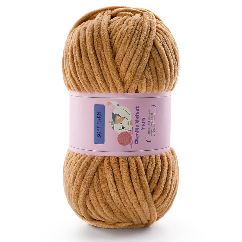 Mooaske Chunky Yarn for Crocheting - Chenille Yarn for Knitting - Bulky Blanket Yarns for Crocheting Blankets Amigurumi Craft Hat Shoes, Plush Fluffy Soft Yarns 71 yds/3.5 oz Each Skein(Khaki) - Image 1