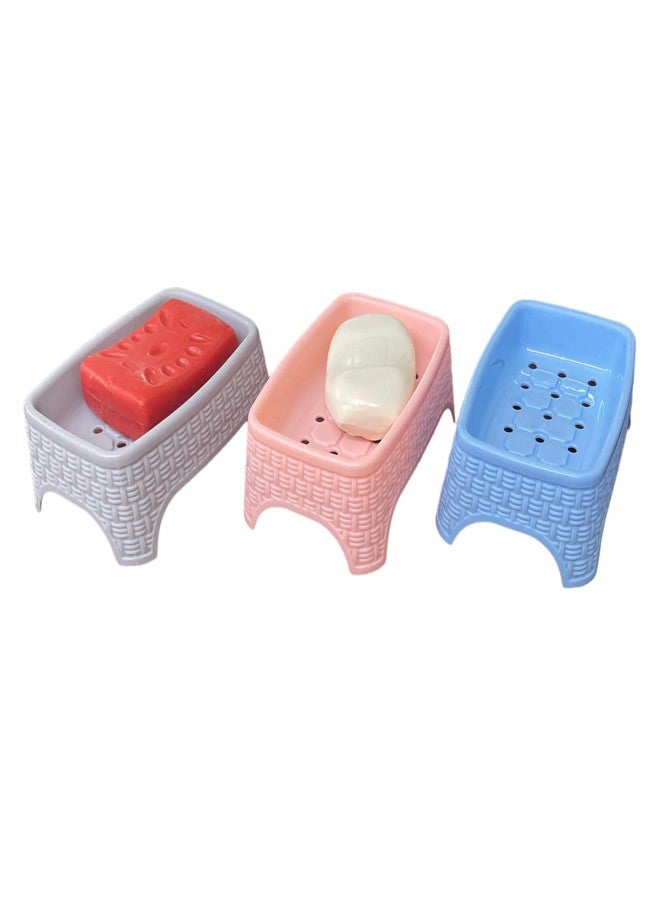 c s m CSM Plastic Soap Case Soap Holder Soap Dish For Bathroom Kitchen Sink -Set of 3 (Assorted) - Image 1