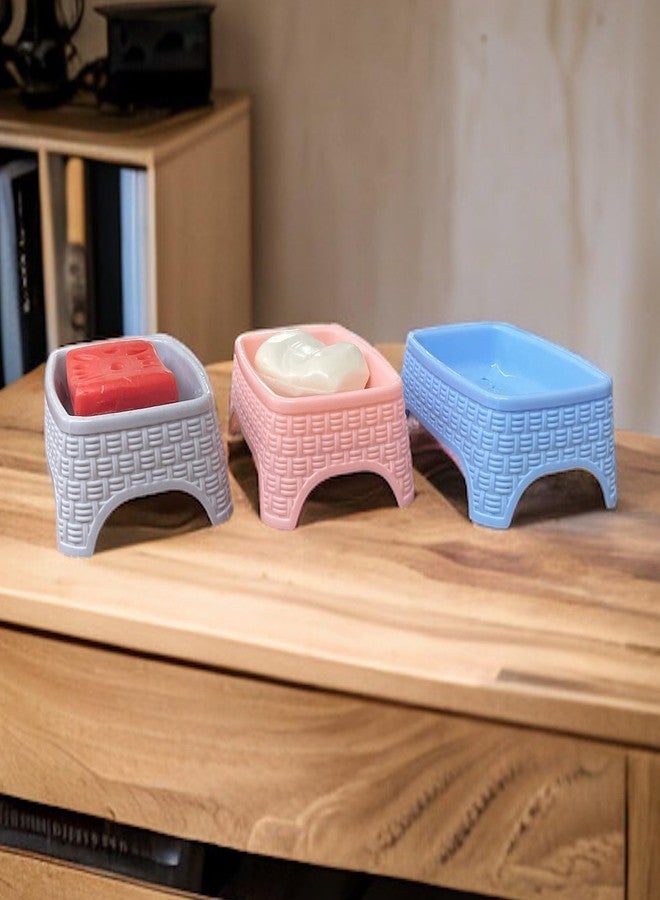 c s m CSM Plastic Soap Case Soap Holder Soap Dish For Bathroom Kitchen Sink -Set of 3 (Assorted) - Image 5