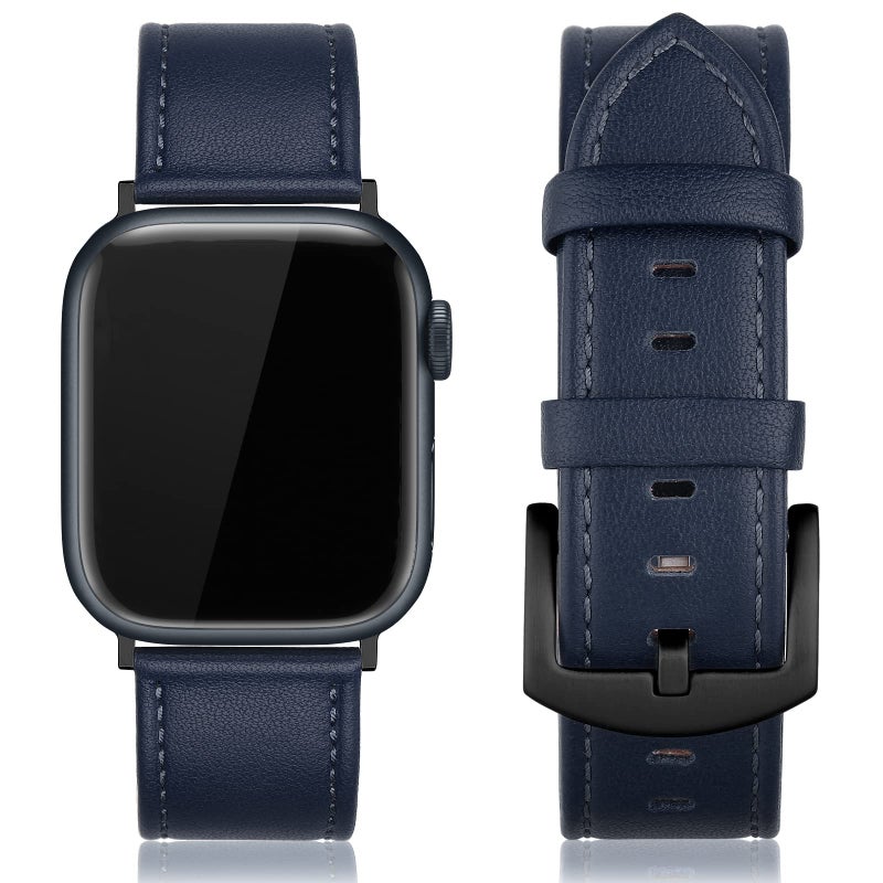 EDIMENS Vintage Genuine Leather Strap Compatible with Apple Watch Series 8/7/6/5/4/3/2/1/SE/Ultra – 42mm–49mm Men & Women Replacement Band - Image 1