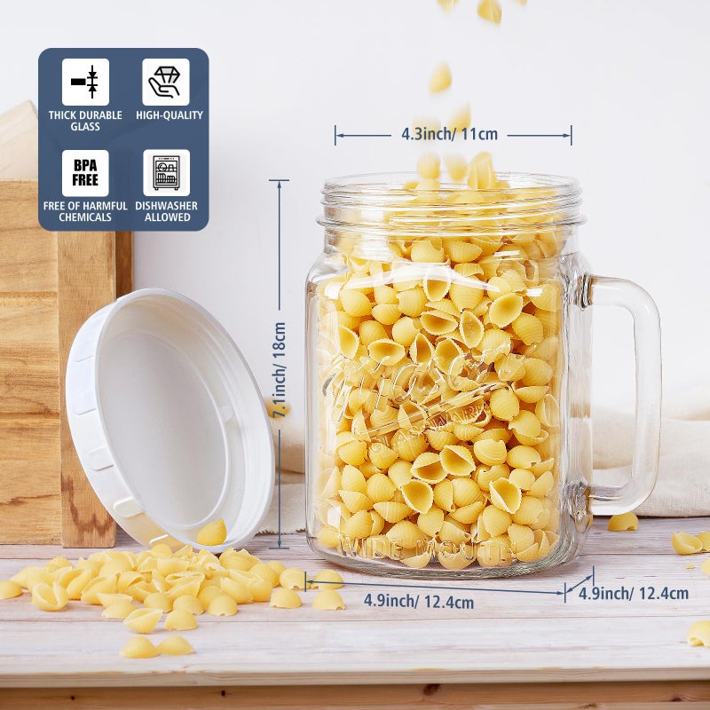 Folinstall 2 Pack Large Mason Jars, 74 oz Wide Mouth Glass Jar with Lid for Fridge, Glass Canisters DIY Favor Decor, Food Container for Sugar, Cookie, Flour, Pickle - Image 3