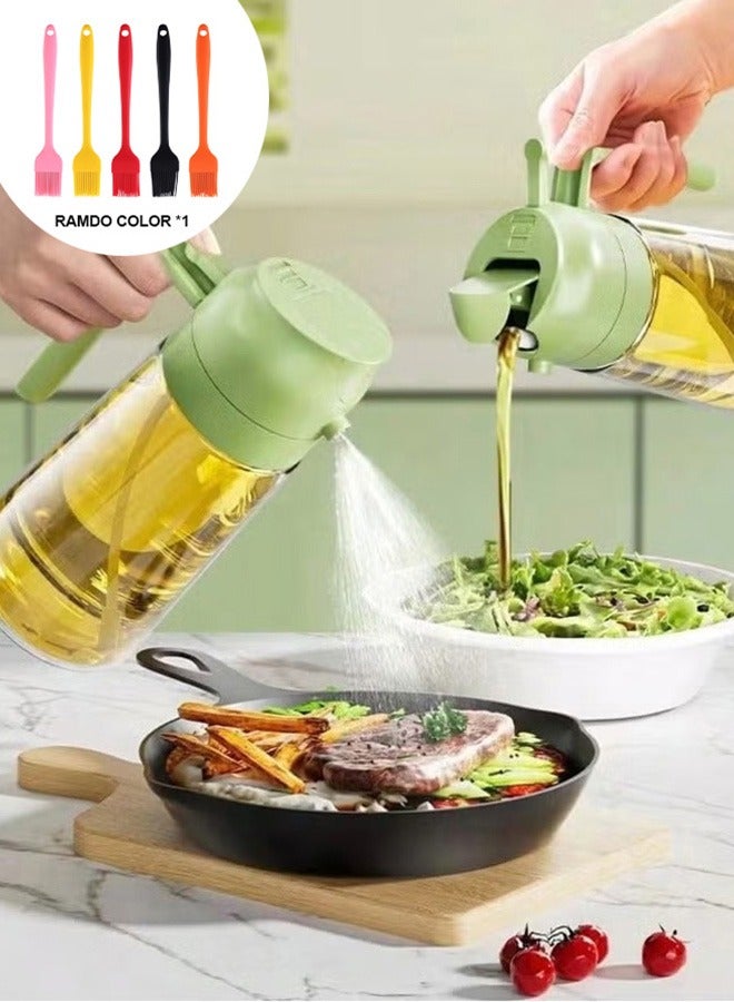 Haidue 2-In-1 Glass Oil Bottle  For Spraying And Pouring Oil  470 Ml  With Automatic Cap Opening And Closing  And Equipped With A Brush (Brush Color Random) - Image 1