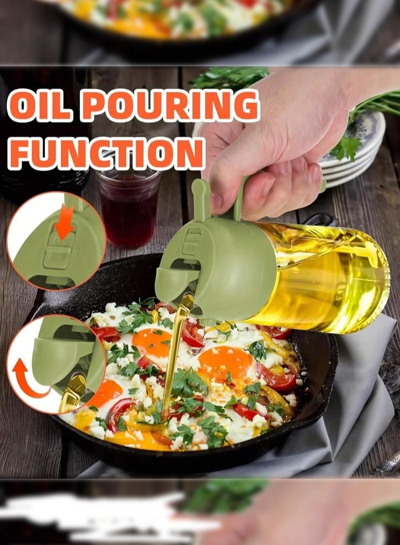 Haidue 2-In-1 Glass Oil Bottle  For Spraying And Pouring Oil  470 Ml  With Automatic Cap Opening And Closing  And Equipped With A Brush (Brush Color Random) - Image 2