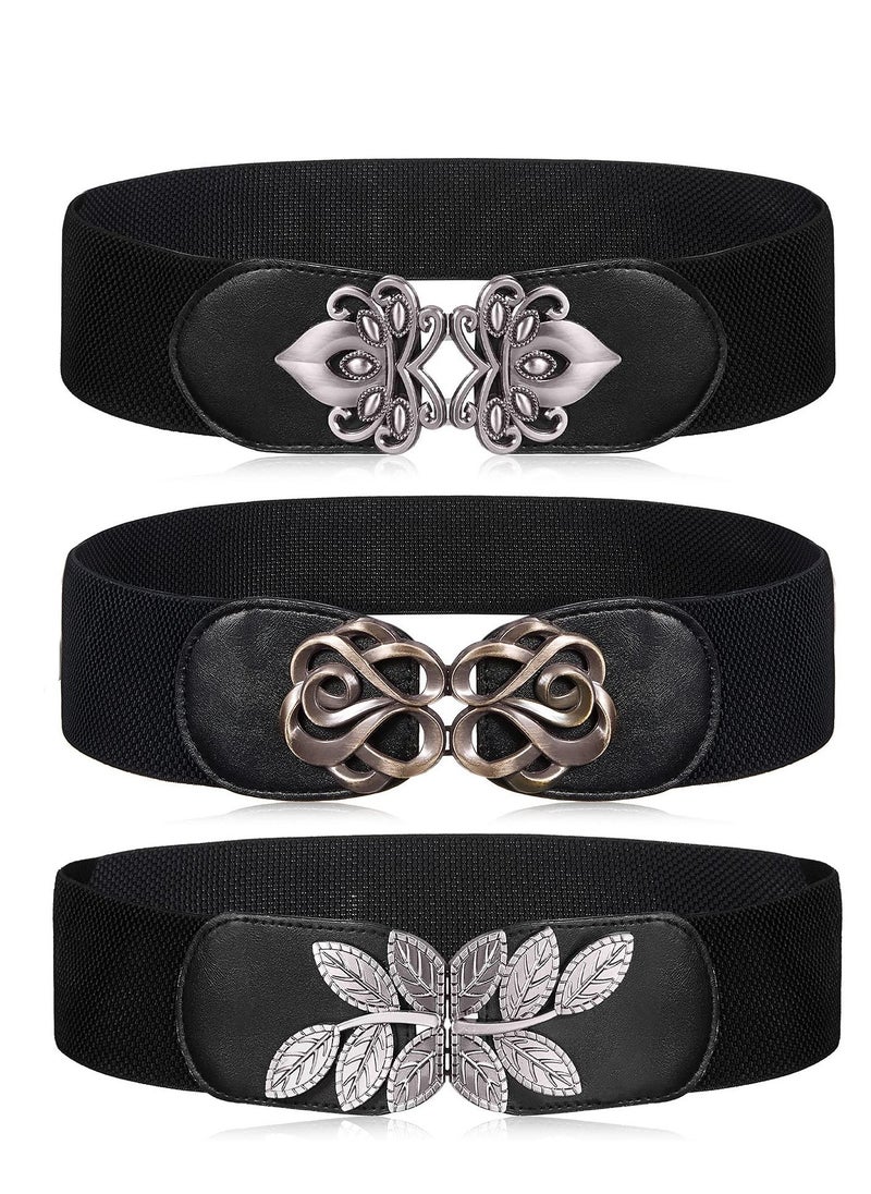 Women Belt, Vintage Wide Version of The Elastic Plastic Waist Belt PU Leather Versatile Waist Seal for Women Daily with Dresses Jackets Dresses Festivals, Etc. (3 Pieces) - Image 1