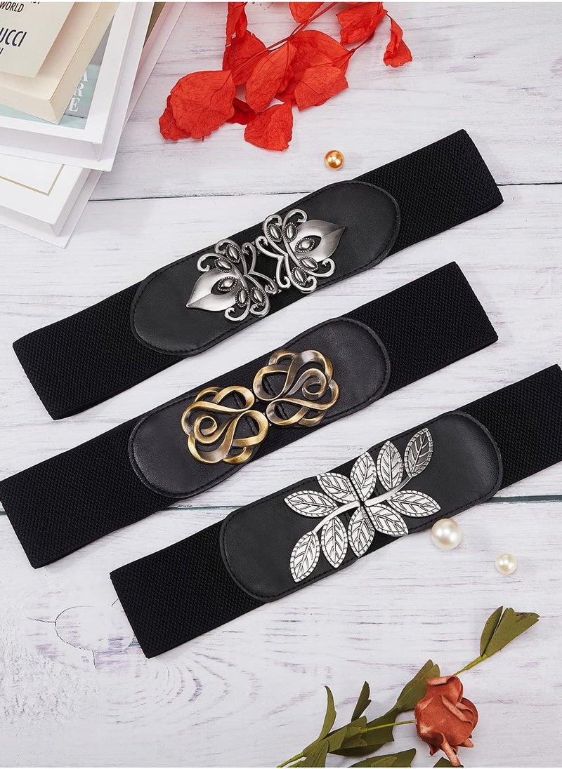Women Belt, Vintage Wide Version of The Elastic Plastic Waist Belt PU Leather Versatile Waist Seal for Women Daily with Dresses Jackets Dresses Festivals, Etc. (3 Pieces) - Image 2