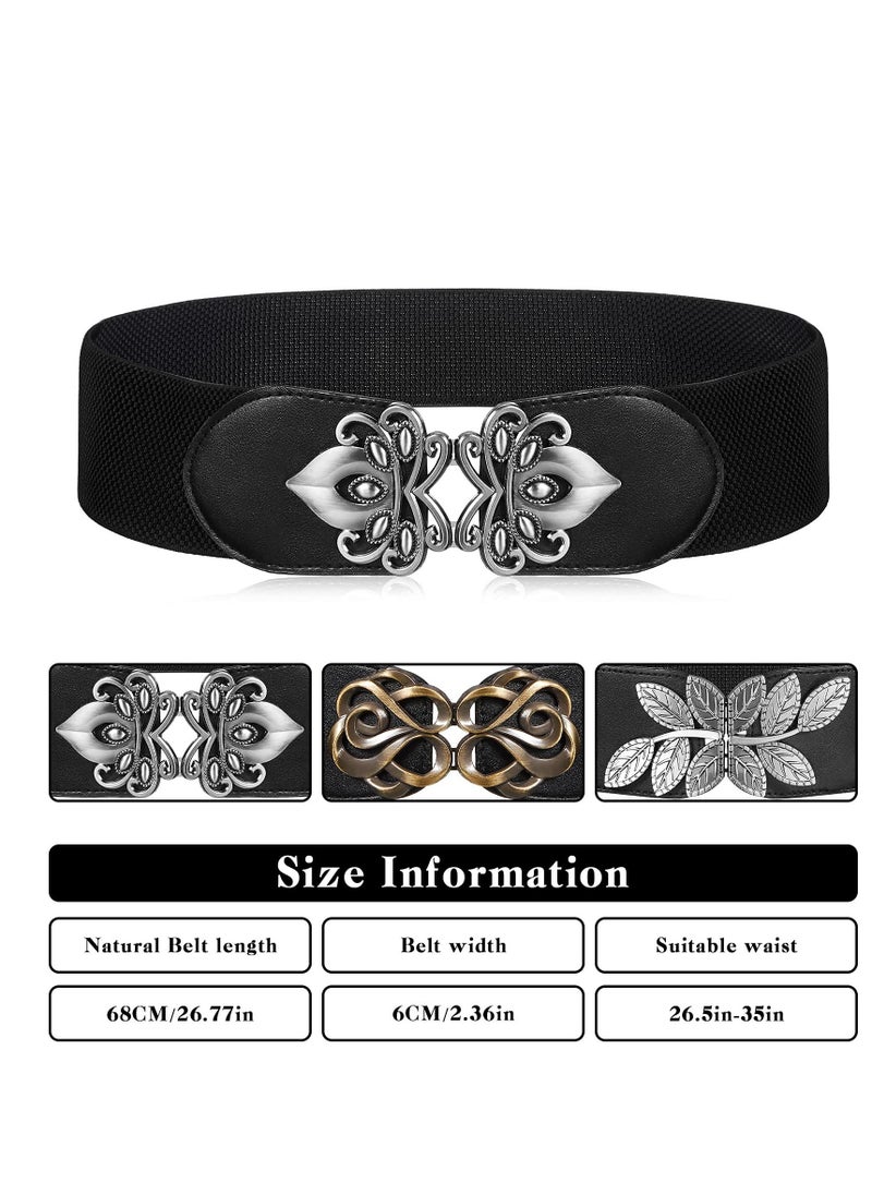 Women Belt, Vintage Wide Version of The Elastic Plastic Waist Belt PU Leather Versatile Waist Seal for Women Daily with Dresses Jackets Dresses Festivals, Etc. (3 Pieces) - Image 5