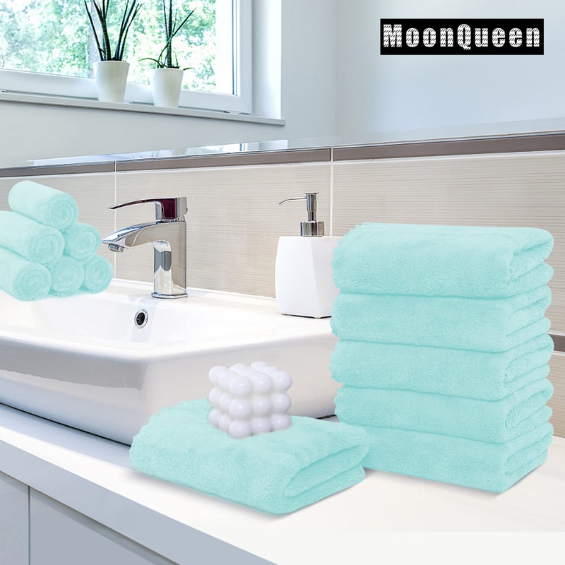 موون كوين Moonqueen 18 مناشف اليد المتميزة - تجفيف سريع - المناشف المصنوعة من الألياف الدقيقة من المناشف الامتصاصية للغاية - الاستخدام متعدد الأغراض كمنشفة يد دش في الفندق 16 × 28 بوصة (أزرق متجمد)  - Image 2