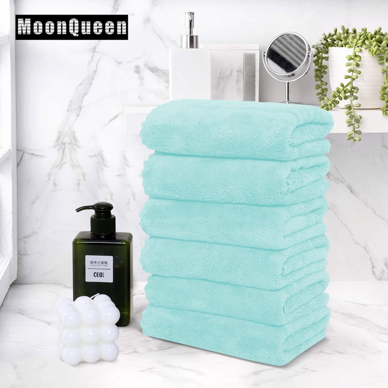 موون كوين Moonqueen 18 مناشف اليد المتميزة - تجفيف سريع - المناشف المصنوعة من الألياف الدقيقة من المناشف الامتصاصية للغاية - الاستخدام متعدد الأغراض كمنشفة يد دش في الفندق 16 × 28 بوصة (أزرق متجمد)  - Image 5