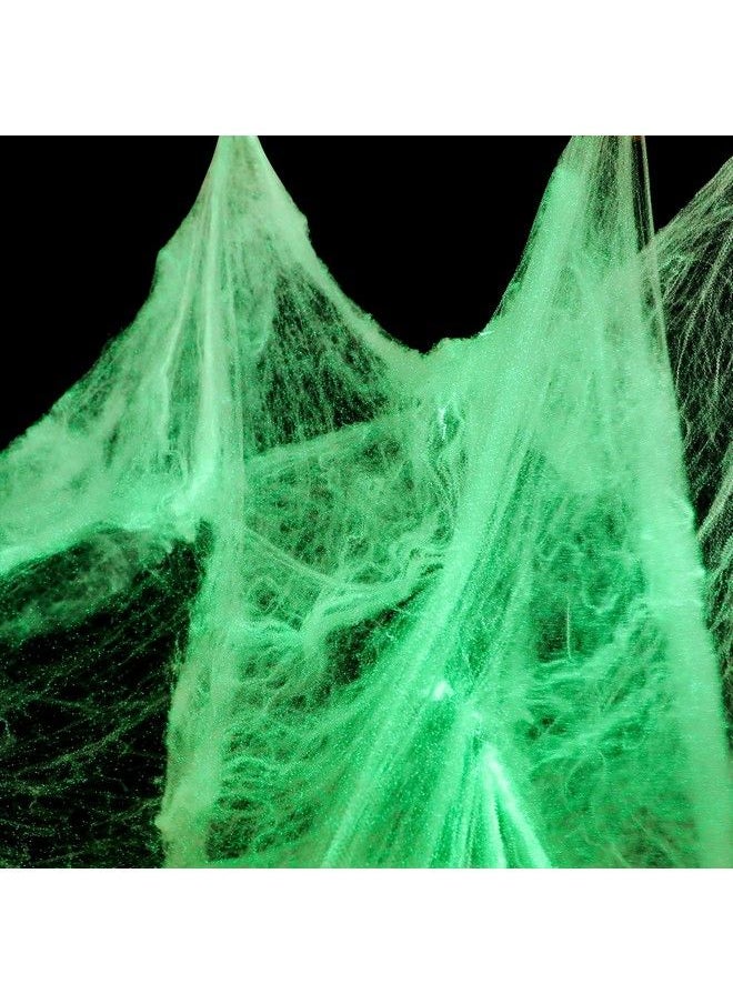 Shappy - Glow In The Dark Spider Web Halloween Fake Spider Web White Stretch Spider Webs Halloween Decoration Cobwebs For Creepy Halloween Home And Party Indoor And Outdoor Decor 200 G(2) - Image 1