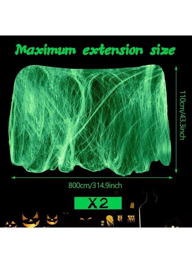 Shappy - Glow In The Dark Spider Web Halloween Fake Spider Web White Stretch Spider Webs Halloween Decoration Cobwebs For Creepy Halloween Home And Party Indoor And Outdoor Decor 200 G(2) - Image 1