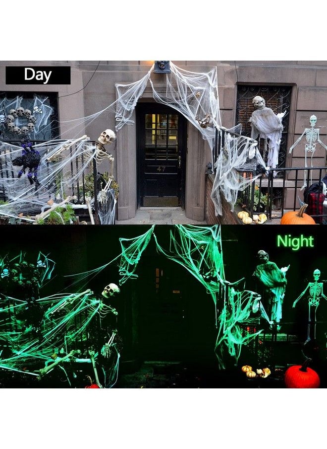 Shappy - Glow In The Dark Spider Web Halloween Fake Spider Web White Stretch Spider Webs Halloween Decoration Cobwebs For Creepy Halloween Home And Party Indoor And Outdoor Decor 200 G(2) - Image 1