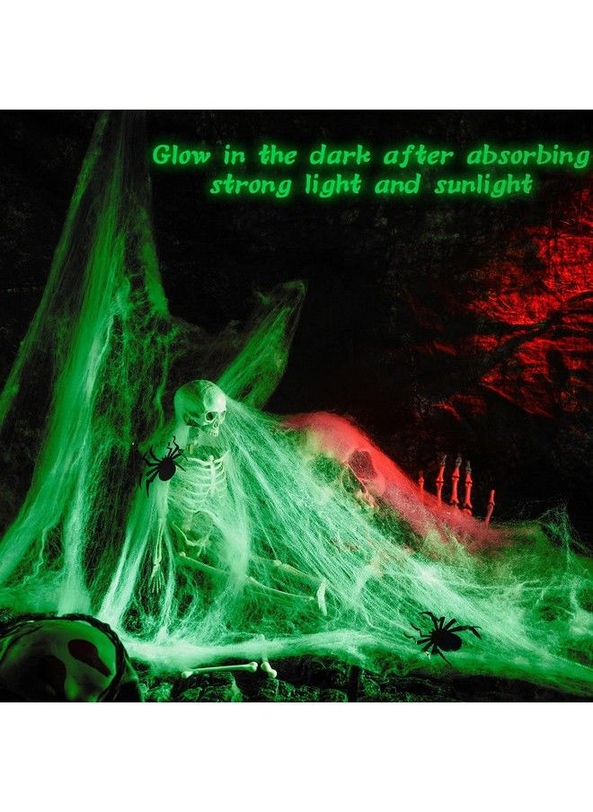Shappy - Glow In The Dark Spider Web Halloween Fake Spider Web White Stretch Spider Webs Halloween Decoration Cobwebs For Creepy Halloween Home And Party Indoor And Outdoor Decor 200 G(2) - Image 1
