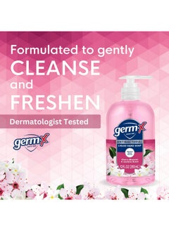 Germ-X Germ-X Antibacterial Hand Soap, Moisturizing Liquid Hand Wash for Kitchen or Bathroom, pH Balanced & Dermatologist Tested, Jasmine & Cherry Blossom, 12 oz Pump Bottle (Pack of 4)  - Image 4