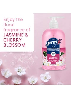Germ-X Germ-X Antibacterial Hand Soap, Moisturizing Liquid Hand Wash for Kitchen or Bathroom, pH Balanced & Dermatologist Tested, Jasmine & Cherry Blossom, 12 oz Pump Bottle (Pack of 4)  - Image 2