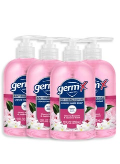 Germ-X Germ-X Antibacterial Hand Soap, Moisturizing Liquid Hand Wash for Kitchen or Bathroom, pH Balanced & Dermatologist Tested, Jasmine & Cherry Blossom, 12 oz Pump Bottle (Pack of 4)  - Image 1
