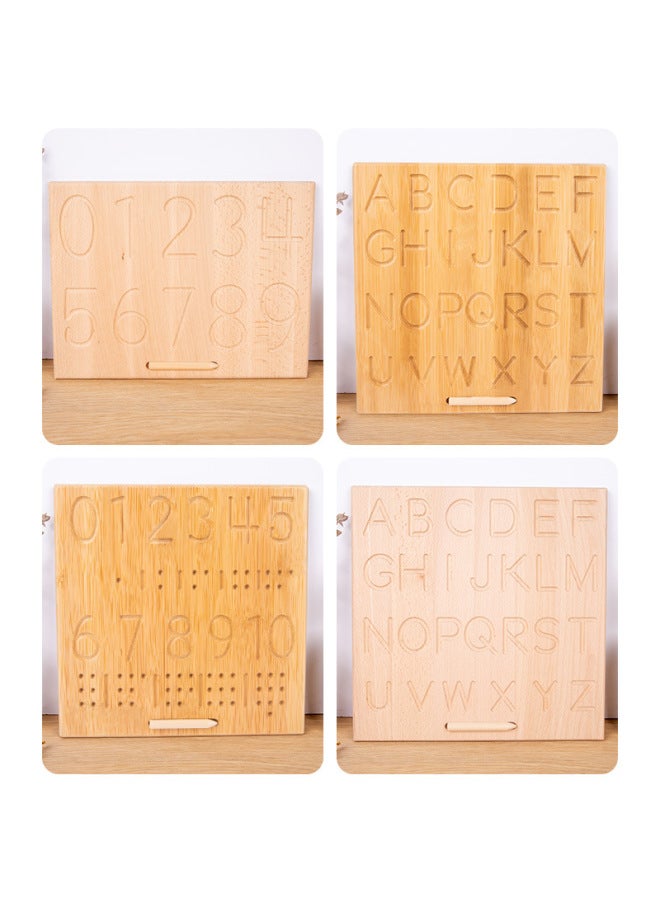 Price Wooden Concave-convex Groove Practice Board Early Education Montessori Digital Letter Geometry Beech Blind Writing Board-Color:TC-rainbow Beads Blind Writing Board 0.5 - Image 4