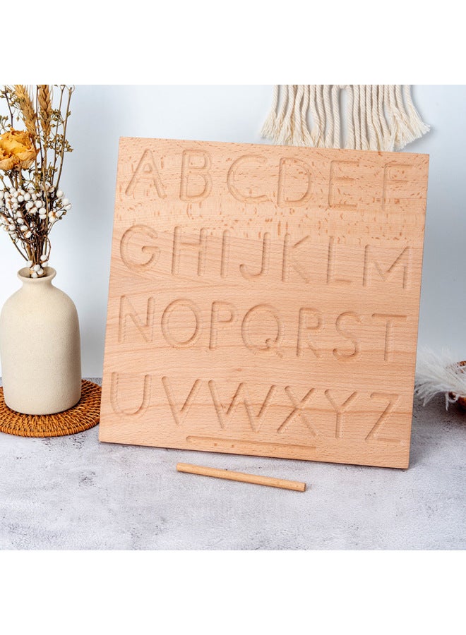 Price Wooden Concave-convex Groove Practice Board Early Education Montessori Digital Letter Geometry Beech Blind Writing Board-Color:TC-rainbow Beads Blind Writing Board 0.5 - Image 3