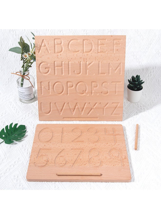 Price Wooden Concave-convex Groove Practice Board Early Education Montessori Digital Letter Geometry Beech Blind Writing Board-Color:TC-rainbow Beads Blind Writing Board 0.5 - Image 5
