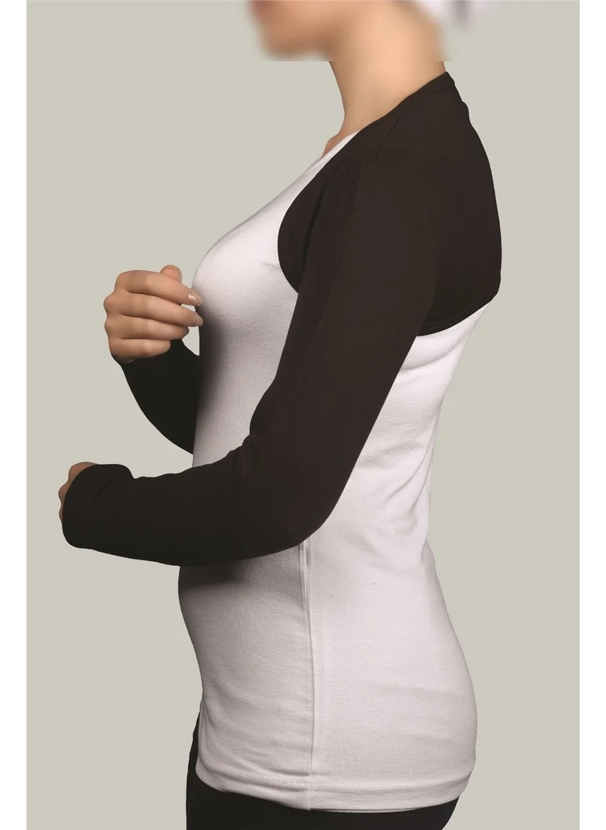 التوبة Long Sleeve Hijab Bolero - Dark Brown