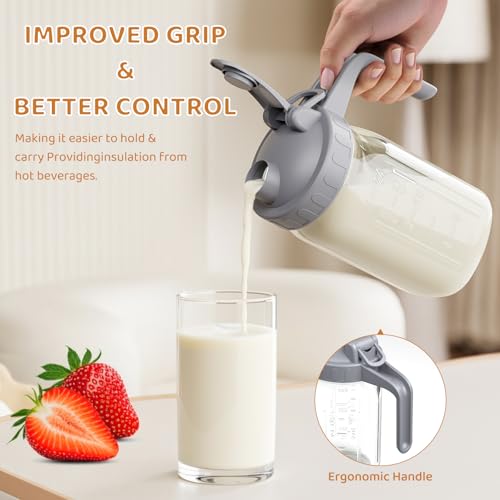 OneDream Breast Milk Pitcher, Mason Jar 32 oz, Heavy Duty Wide Mouth Jar with Flip Cap Lid and Pour Spout - Airtight Seal for Freshness and Convenience - Great for Cold Beverages, and Home Entertaining - Image 3