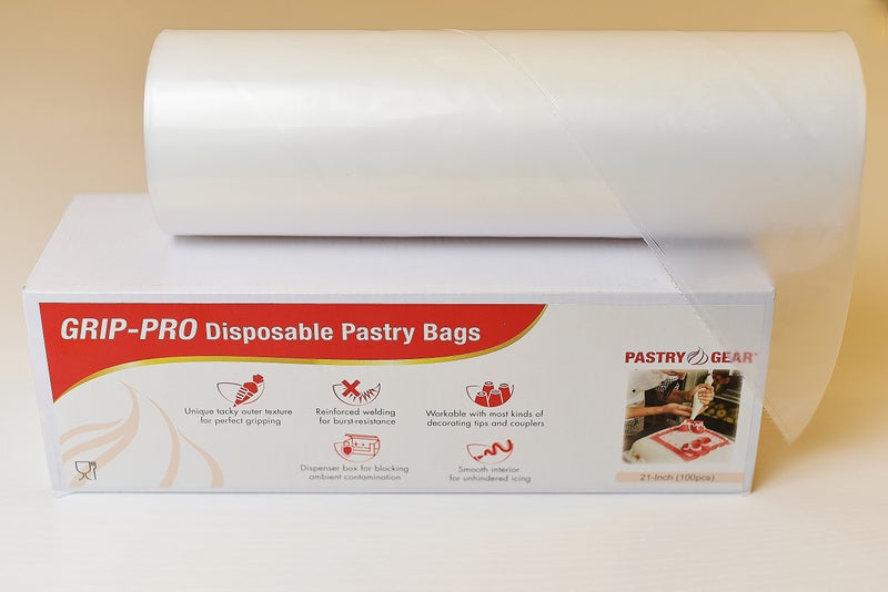 PastryGear GripPro 21Inch Nonskid Ultra Thick Disposable PastryDecoratingPiping Bags with Dispenser  100 Pcs
