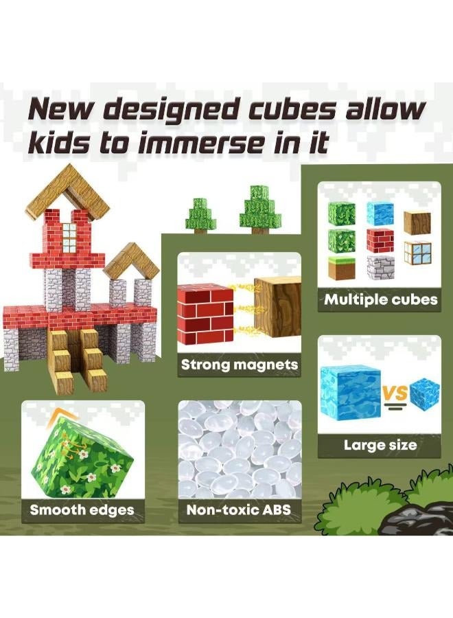 GOGA 144PCS Building Magnetic Blocks,Build Mine Magnet World Toys for Set for Boys & Girls Age 3+, STEM Montessori Sensory Toys ,Magnet Cubes Classroom Must Haves Construction Toy - Image 4