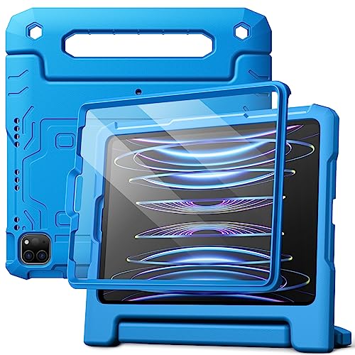 JETech Kids Case for iPad Pro 11 Inch (2022/2021/2020/2018 Model), iPad Air 5/4 (10.9-Inch) with Built-in Screen Protector, Shockproof Full-Body Handle Stand Tablet Protective Cover (Blue) - Image 1