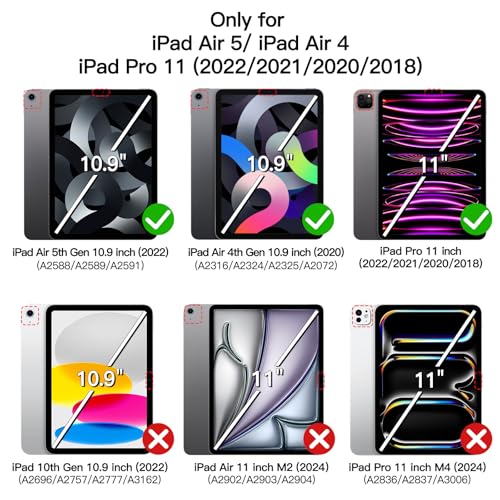 JETech Kids Case for iPad Pro 11 Inch (2022/2021/2020/2018 Model), iPad Air 5/4 (10.9-Inch) with Built-in Screen Protector, Shockproof Full-Body Handle Stand Tablet Protective Cover (Blue) - Image 2
