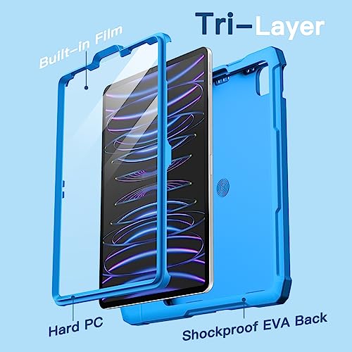 JETech Kids Case for iPad Pro 11 Inch (2022/2021/2020/2018 Model), iPad Air 5/4 (10.9-Inch) with Built-in Screen Protector, Shockproof Full-Body Handle Stand Tablet Protective Cover (Blue) - Image 5