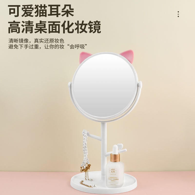 Makeup Mirror Dressing Table Home Desktop Portable Student Dormitory Desktop Internet Famous Ins Style Beauty Makeup Mirror Princess Mirror - Image 3