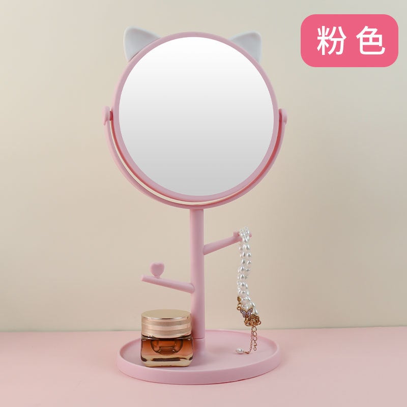 Makeup Mirror Dressing Table Home Desktop Portable Student Dormitory Desktop Internet Famous Ins Style Beauty Makeup Mirror Princess Mirror - Image 1
