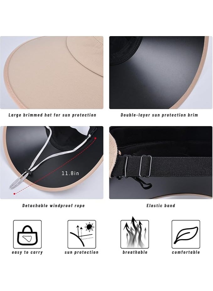 Generic Sun Visor Hats Women Floppy Large Brim Summer UV Protection Beach Cap for Summer Safari Sports UPF 50+ Foldable - Image 2
