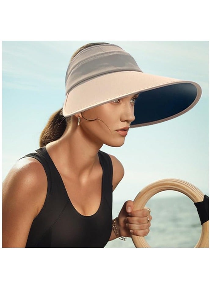 Generic Sun Visor Hats Women Floppy Large Brim Summer UV Protection Beach Cap for Summer Safari Sports UPF 50+ Foldable - Image 3