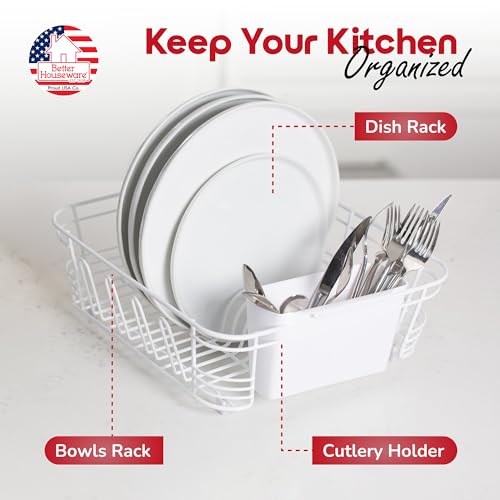 Better Houseware in Sink Dish Drying Rack, Dish Drying Rack in Sink with Non-Slip Handles, Stainless Steel Space-Saving Design, 2-Piece Set with Utensil Holder, 14.5 x 13 x 5 Inch, Black - Image 2