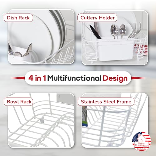 Better Houseware in Sink Dish Drying Rack, Dish Drying Rack in Sink with Non-Slip Handles, Stainless Steel Space-Saving Design, 2-Piece Set with Utensil Holder, 14.5 x 13 x 5 Inch, Black - Image 3