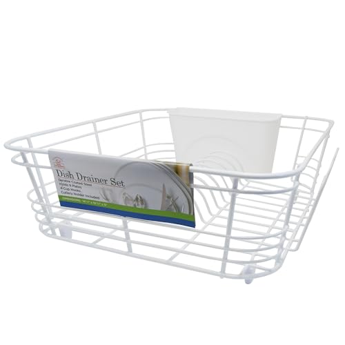 Better Houseware in Sink Dish Drying Rack, Dish Drying Rack in Sink with Non-Slip Handles, Stainless Steel Space-Saving Design, 2-Piece Set with Utensil Holder, 14.5 x 13 x 5 Inch, Black - Image 1