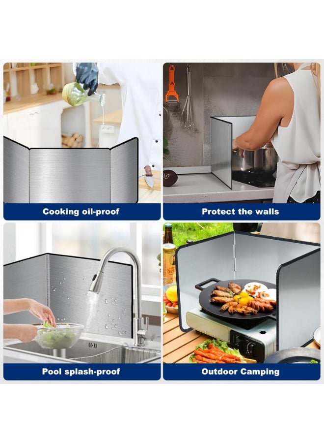 YelaJoy 3 Sided Splatter Guard for Kitchen, Foldable Stainless Steel Kitchen Splash Guard, Oil and Heat Resistant, Creative Cooking Baffle for Stove Top Protection, Foldable Stainless Steel Oil Splatter Screens for Frying (40×30.5cm) - Image 2
