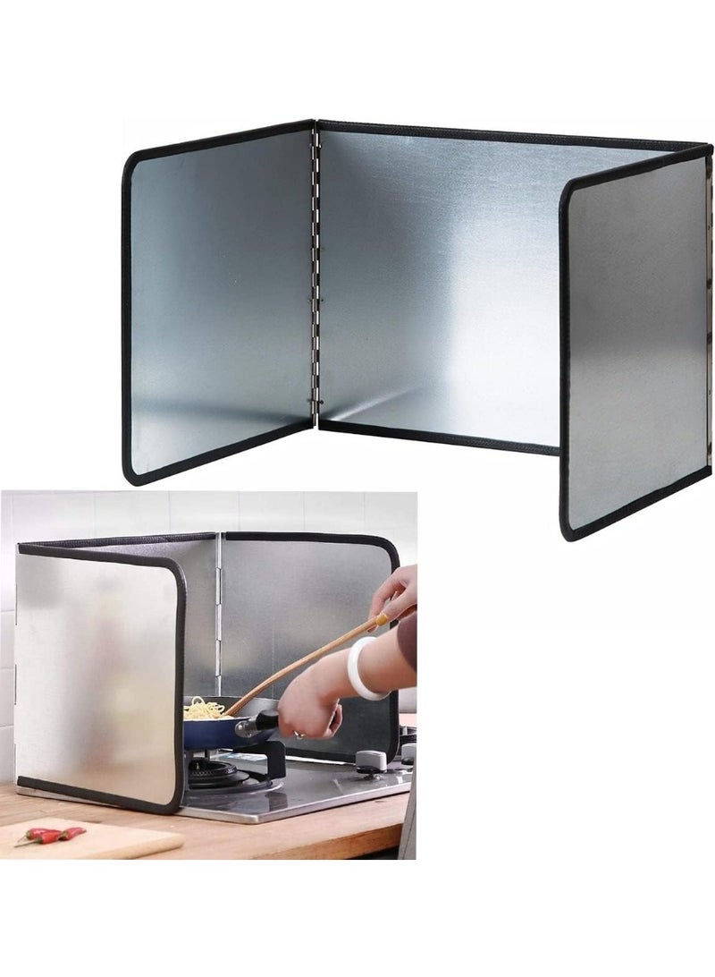 YelaJoy 3 Sided Splatter Guard for Kitchen, Foldable Stainless Steel Kitchen Splash Guard, Oil and Heat Resistant, Creative Cooking Baffle for Stove Top Protection, Foldable Stainless Steel Oil Splatter Screens for Frying (40×30.5cm) - Image 1
