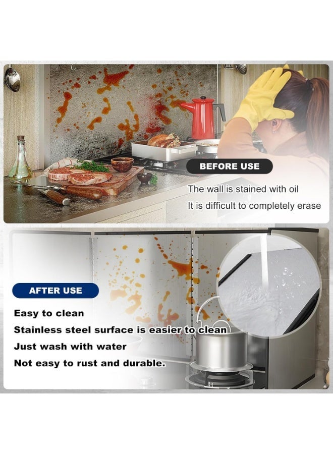 يلا جوي واقي رذاذ ثلاثي الجوانب للمطبخ، واقي رذاذ مطبخ قابل للطي من الفولاذ المقاوم للصدأ، مقاوم للزيت والحرارة، حاجز طهي مبتكر لحماية سطح الموقد، شاشات رذاذ زيت قابلة للطي من الفولاذ المقاوم للصدأ للقلي (40 × 30.5 سم) - Image 4