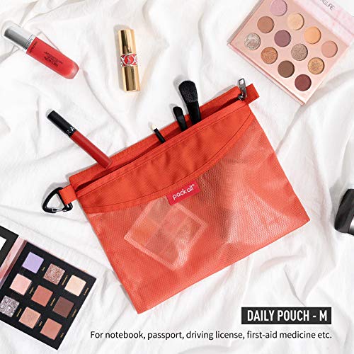 pack all حقيبة سحاب مقاومة للماء، أكياس سحاب شبكية للتخزين، السفر، المكتب (برتقالي، متوسط) - Image 2