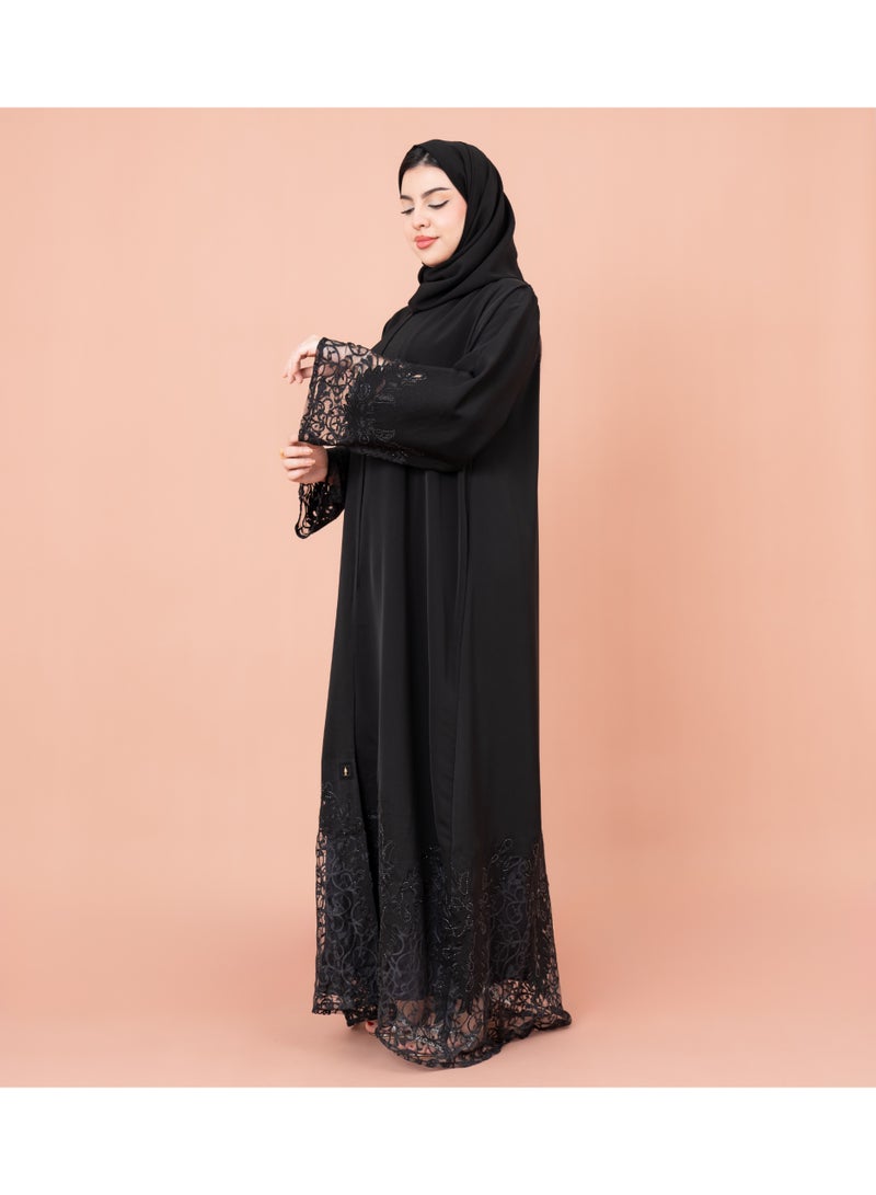 IKKXA Luxury Layered Abaya AIK038 Black - Image 3