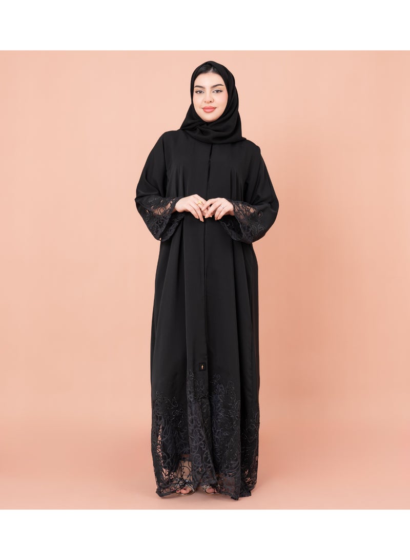 IKKXA Luxury Layered Abaya AIK038 Black - Image 5