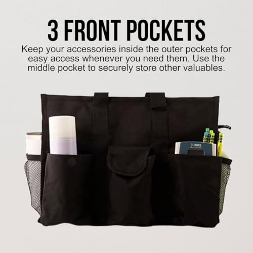 Lucazzi Utility Tote Bag with Zipper Top - Large Multipurpose Organizer Bag for Teachers, Nurses, Work, Students, Knitting, Crafts - Tote Organizer with Multi-Compartment Pockets - Elephant Black - Image 4