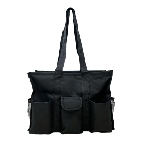 Lucazzi Utility Tote Bag with Zipper Top - Large Multipurpose Organizer Bag for Teachers, Nurses, Work, Students, Knitting, Crafts - Tote Organizer with Multi-Compartment Pockets - Elephant Black - Image 1