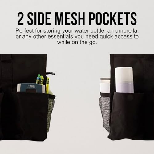 Lucazzi Utility Tote Bag with Zipper Top - Large Multipurpose Organizer Bag for Teachers, Nurses, Work, Students, Knitting, Crafts - Tote Organizer with Multi-Compartment Pockets - Elephant Black - Image 5