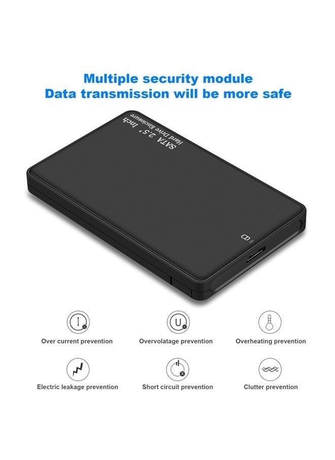 غطاء القرص الصلب لقرص صلب بواجهة SATA بحجم 2.5 بوصة (SDD/HDD)، يدعم جميع أقراص SATA HDD/SDD بحجم 2.5 بوصة وسمك 7 مم-9.5 مم حتى 2 تيرابايت مع كابل بيانات USB3.0، أسود - Image 4