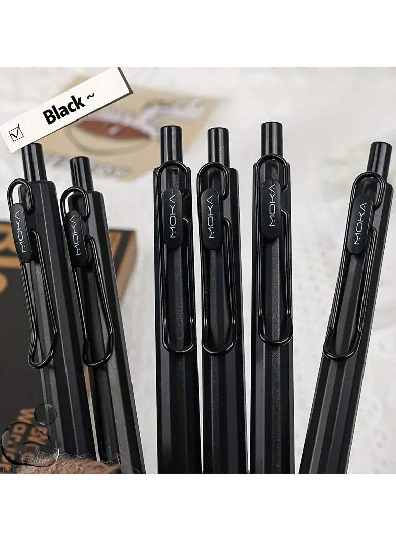 6 Pack of MOKA Black Warrior Pens: Smooth Writing, Durable Plastic, 0.5mm Point, Suitable for School and Office - Image 2