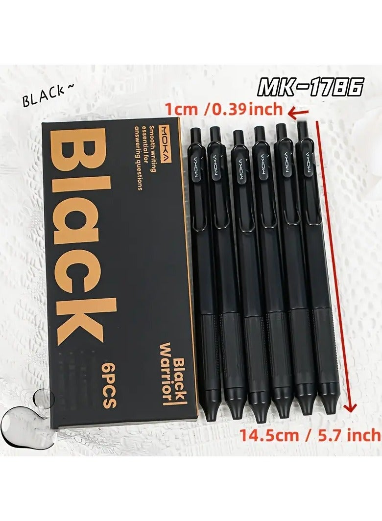 6 Pack of MOKA Black Warrior Pens: Smooth Writing, Durable Plastic, 0.5mm Point, Suitable for School and Office - Image 5