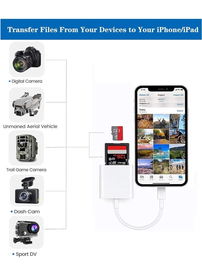 كينسو قارئ بطاقات SD لأجهزة iPhone/iPad، قارئ بطاقات Micro SD مزود بفتحات مزدوجة متوافق مع iPhone - Image 3