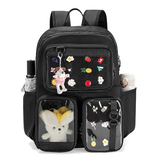 Prokva Ita Bag Pin Display Backpack with Insert, Kawaii Aesthetic Backpack with Laptop Sleeve for Cosplay and Concert, Black (Pins NOT Included, Patent Design) - Image 1